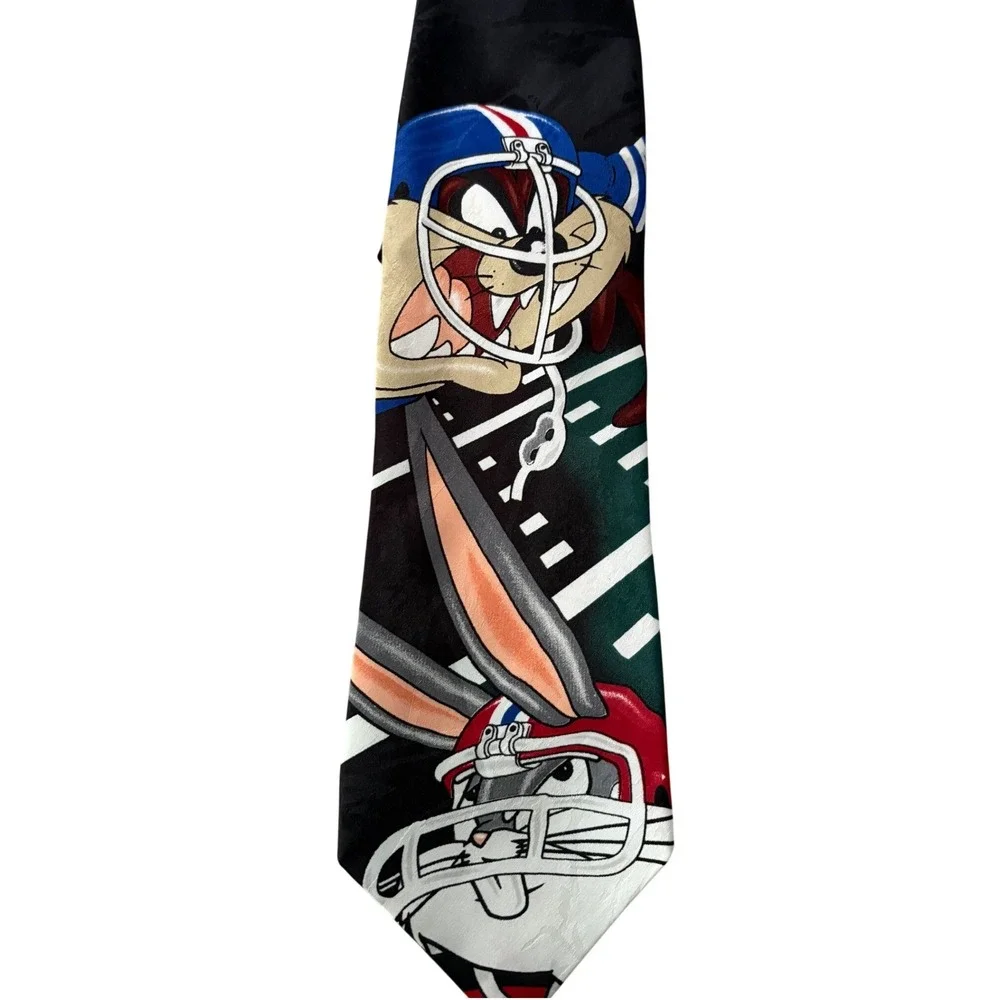 VTG 1996 Looney Tunes Tie Lot 2pc Taz Bugs‎ Bunny Football Fishing Novelty Ties